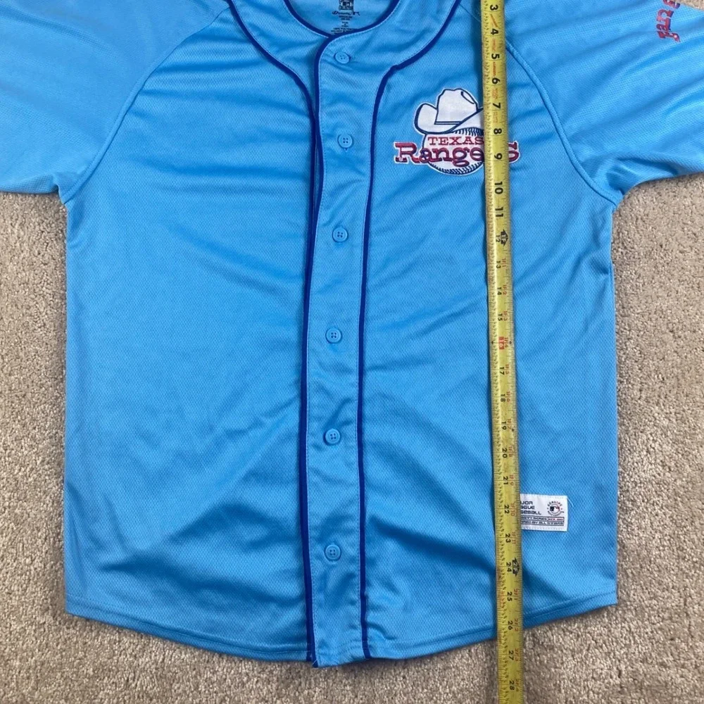 Texas Rangers Cooperstown Collection Baseball Jersey Powder Blue Mens Medium - Picture 6 of 8
